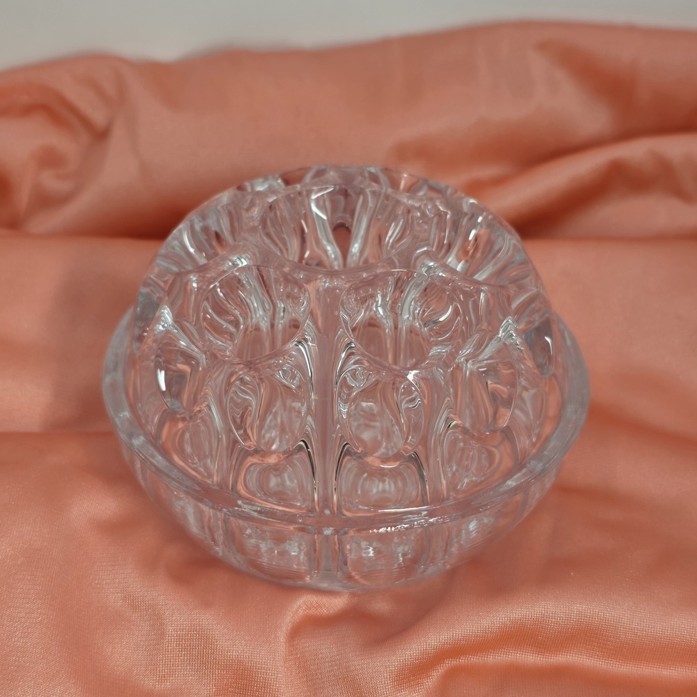 Reims France Crystal Flower Frog Vase Insert 19 Hole Floral Arranger 4" VTG